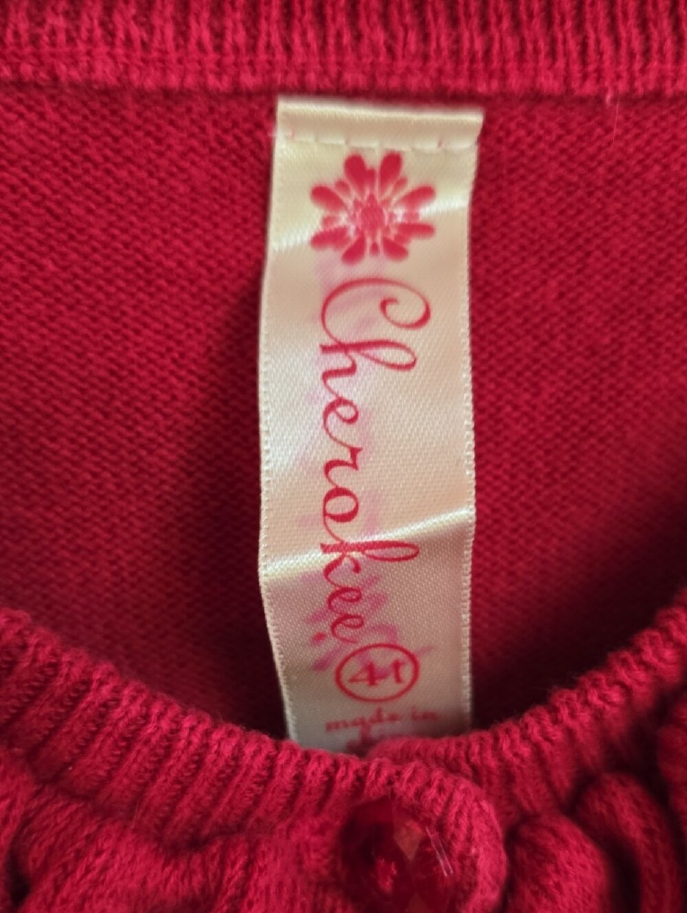 Cherokee Red Ruffle-Front Cardigan Sweater - Picture 2 of 7